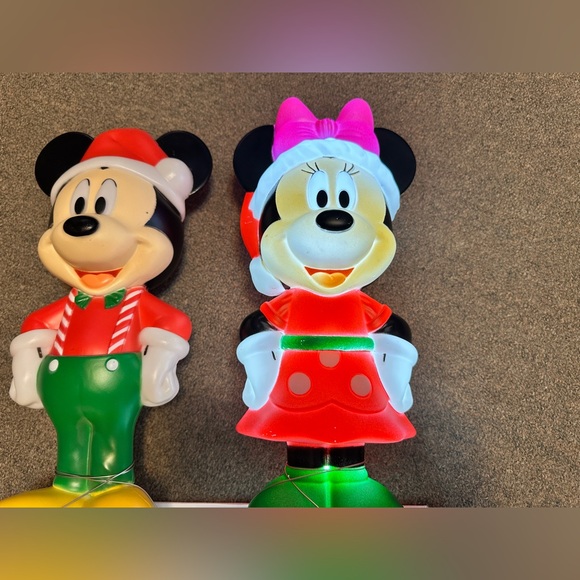 Disney Mickey Minnie Mouse Lighted Christmas Blow Mold 14" LED Set EXCELLENT - Picture 7 of 8